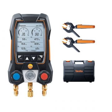 Testo 550s Smart set - Slimme digitale manifold met draadloze tang-temperatuurvoelers