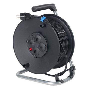 Schwabe Kabelhaspel 230V/16A IP20 met beschermkappen Rubber H05RR-F 3x1,5 50m