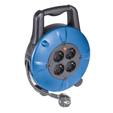 Schwabe Kunststof Kabelhaspel 230V/16A IP20 Vinyl H05VV-F 3x1,5 Zwart/Blauw 10m