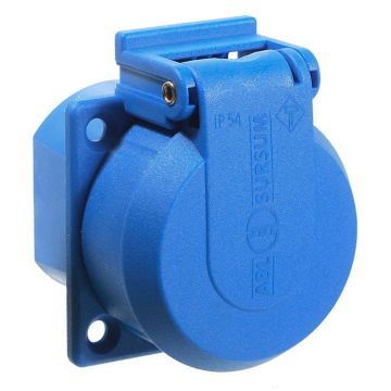 Schwabe Inbouw contactdoos geaard met deksel blauw