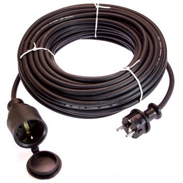 Schwabe Verlengkabel Rubber 230V/16A IP44 H05RR-F 3x1,5 zwart 25m