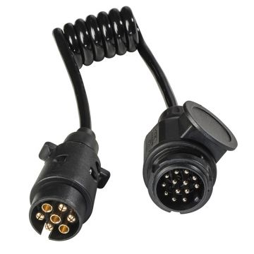 Schwabe Camping Adapterkabel 12V IP44 13-polig voertuig naar 7-polig aanhanger 1m