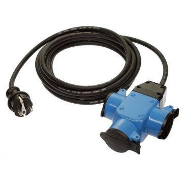 Schwabe Verlengkabel H07RN-F 3x1,5 10m met Verdeeldoos 230V/16A IP44 3-voudig