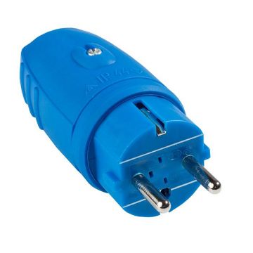 Schwabe Rubber stekker 230V blauw IP44