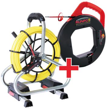 Runpotec RUNPO ACTIESET Profi-set Glasvezel Trekveer Ø 4,5mm 60m + RUNPO 5 met