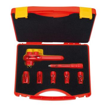 Friedrich 1/4" Doppenset 6-13mm 1000V + Omschakelbare Ratel, 7-delig