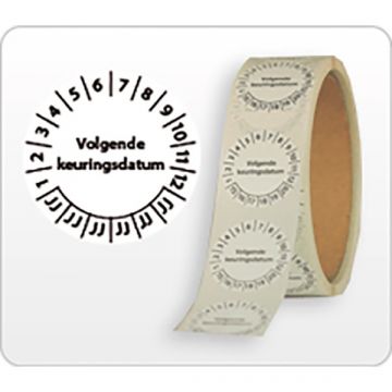 Keuringstickers Volgende keuringsdatum Ø30 mm - wit - 250 stuks