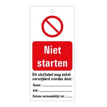 Spectrum DZ Waarschuwing Label Niet Starten 75x135mm (10 stuks)