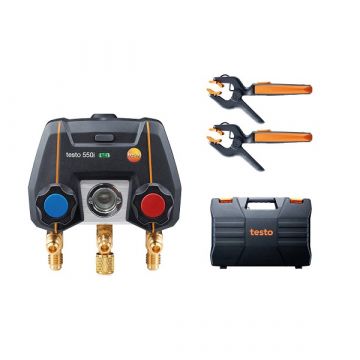 Testo 550i Smart set - App-gestuurde digitale manifold met draadloze tang-temperatuurvoelers (NTC)