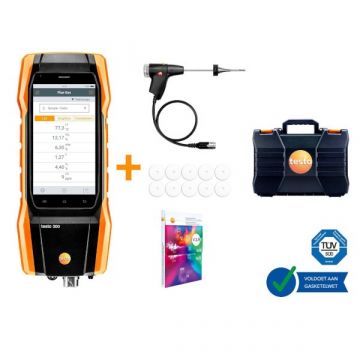 Testo 300 longlife set 2 - rookgasanalyser (O2, CO H2-gecompenseerd tot 30.000 ppm, NO achteraf te integreren)